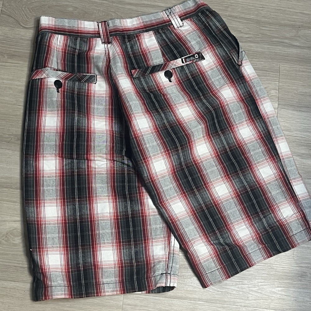 Y2K Southpole Mens Size 32 (Fits 31) Red White Plaid Baggy Shorts - Picture 3 of 7